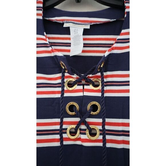 La Blanca LB3ZC55 Women Sz S Blue Sailor Stripe Lace-Up Swim Cover-Up Tunic $103 - Picture 8 of 16